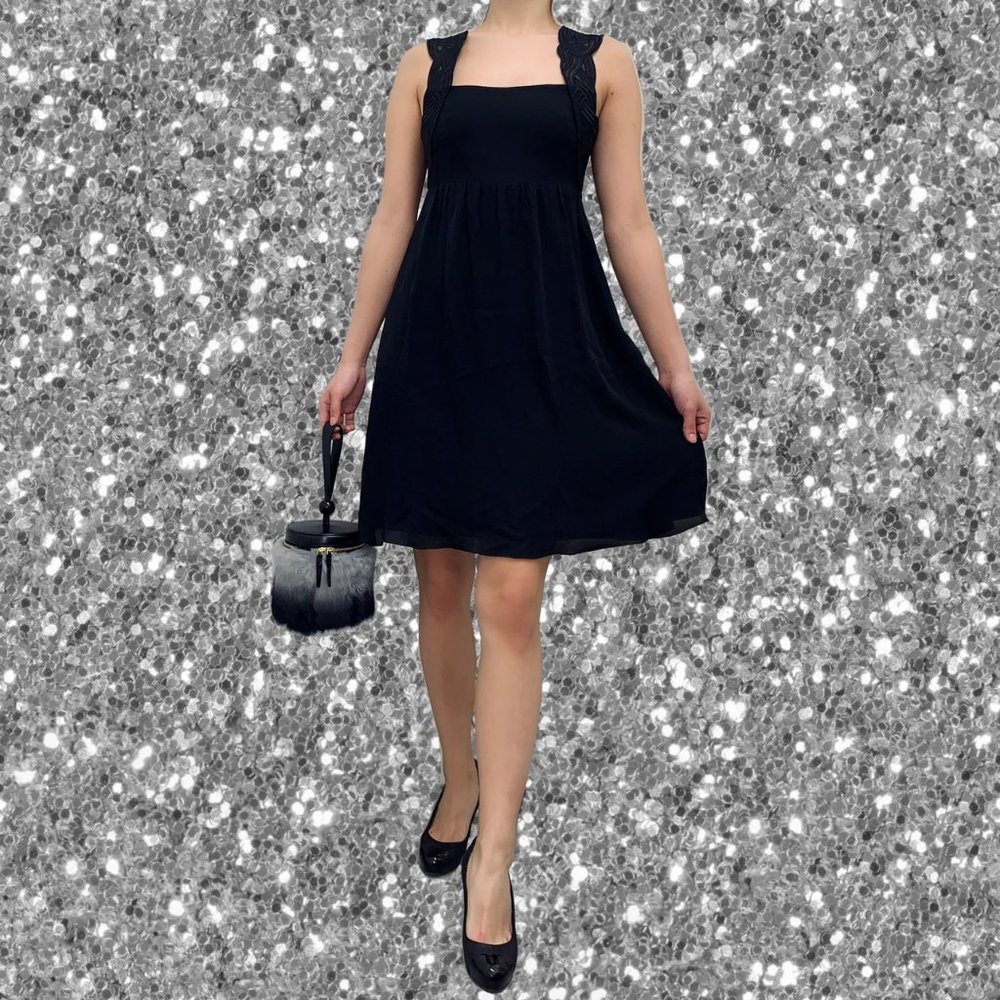 NWT 100% Silk Armani Black Empire Waist Dress